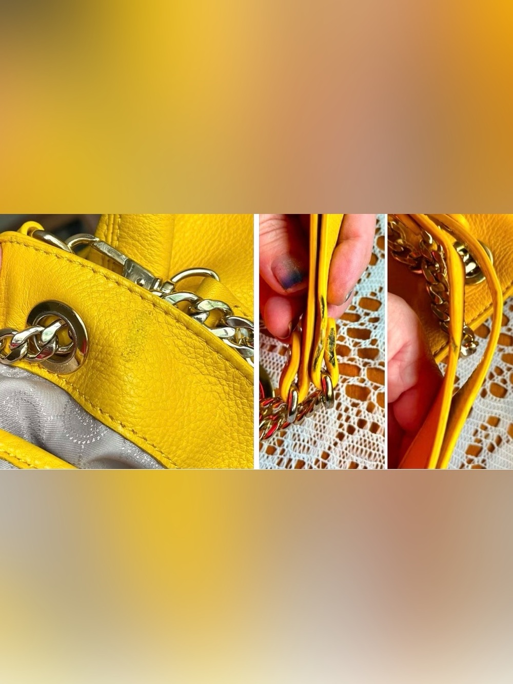 Michael Kors golden sun Pebbled Leather MK Charm purse - Picture 17 of 17
